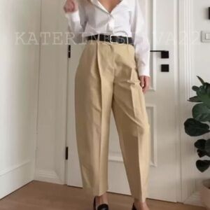 ZARA NEW WOMAN SS24 CAMEL ZW COLLECTION BALLOON TROUSERS